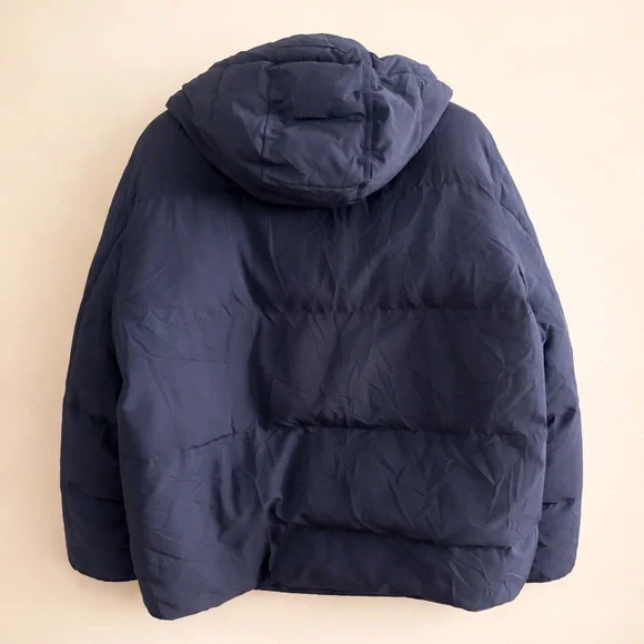 Tommy Hilfiger Navy Hooded Puffer Coat Men’s Large - Picture 2 of 4